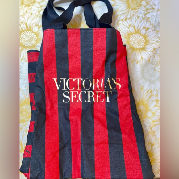 Victoria's Secret Iconic Red and Black Striped Tote - Picture 2 of 16